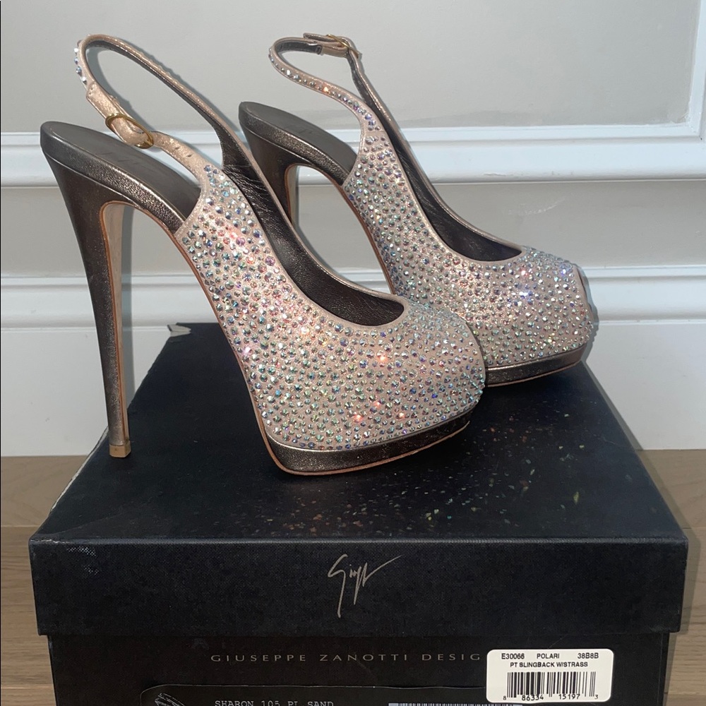 Elegant Silver Peep-Toe Slingback Heels